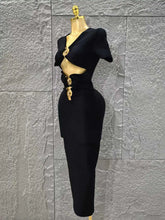 High Quality Women Sexy Short Sleeve Keyholes Bodycon Long Bandage Dress Nightclub Party Birthday Evening Outfit Vestido